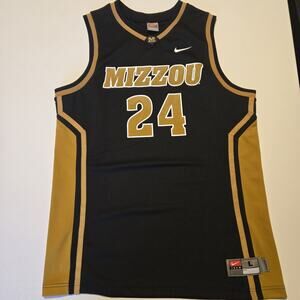 Vintage Nike Mizzou Missouri Tigers Basketball Jersey 24 Black Gold Men's Large
